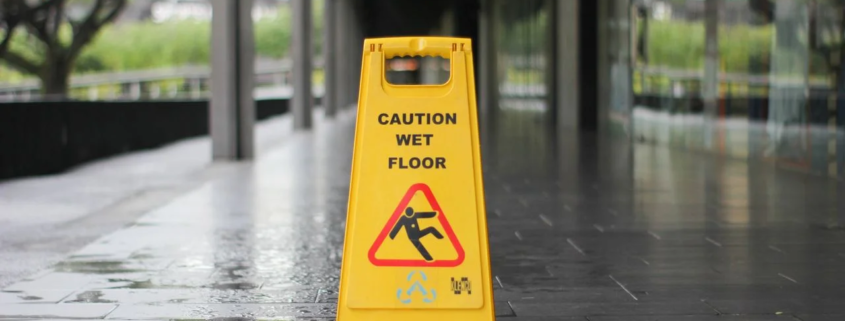 Wet floor sign outside