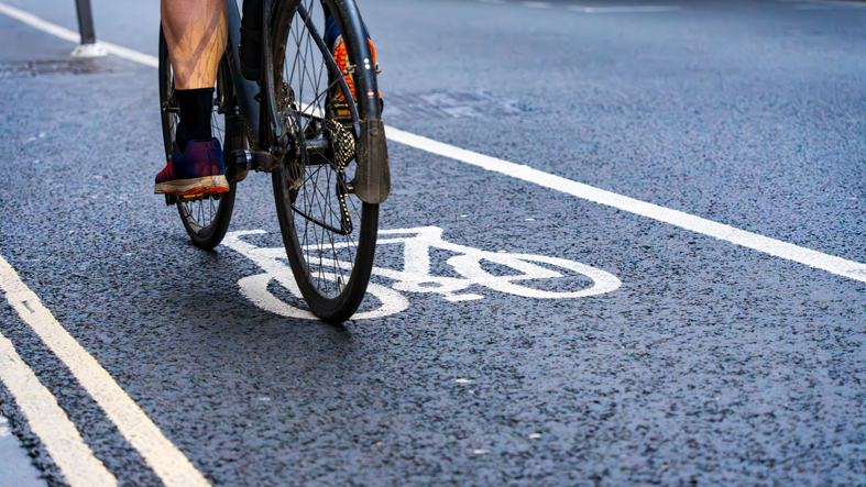Cyclist riding in bike lane - Atlanta bicycle accident lawyer